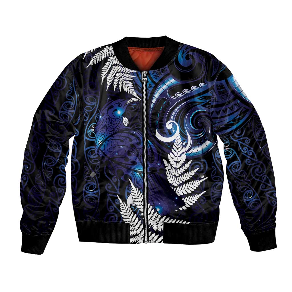 New Zealand Maori Matariki Bomber Jacket Tui Bird Galaxy LT7 Unisex Galaxy - Polynesian Pride
