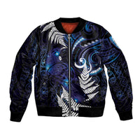New Zealand Maori Matariki Bomber Jacket Tui Bird Galaxy