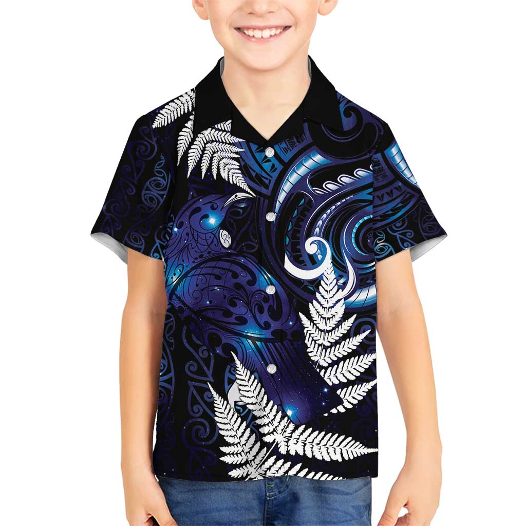 New Zealand Maori Matariki Family Matching Summer Maxi Dress and Hawaiian Shirt Tui Bird Galaxy