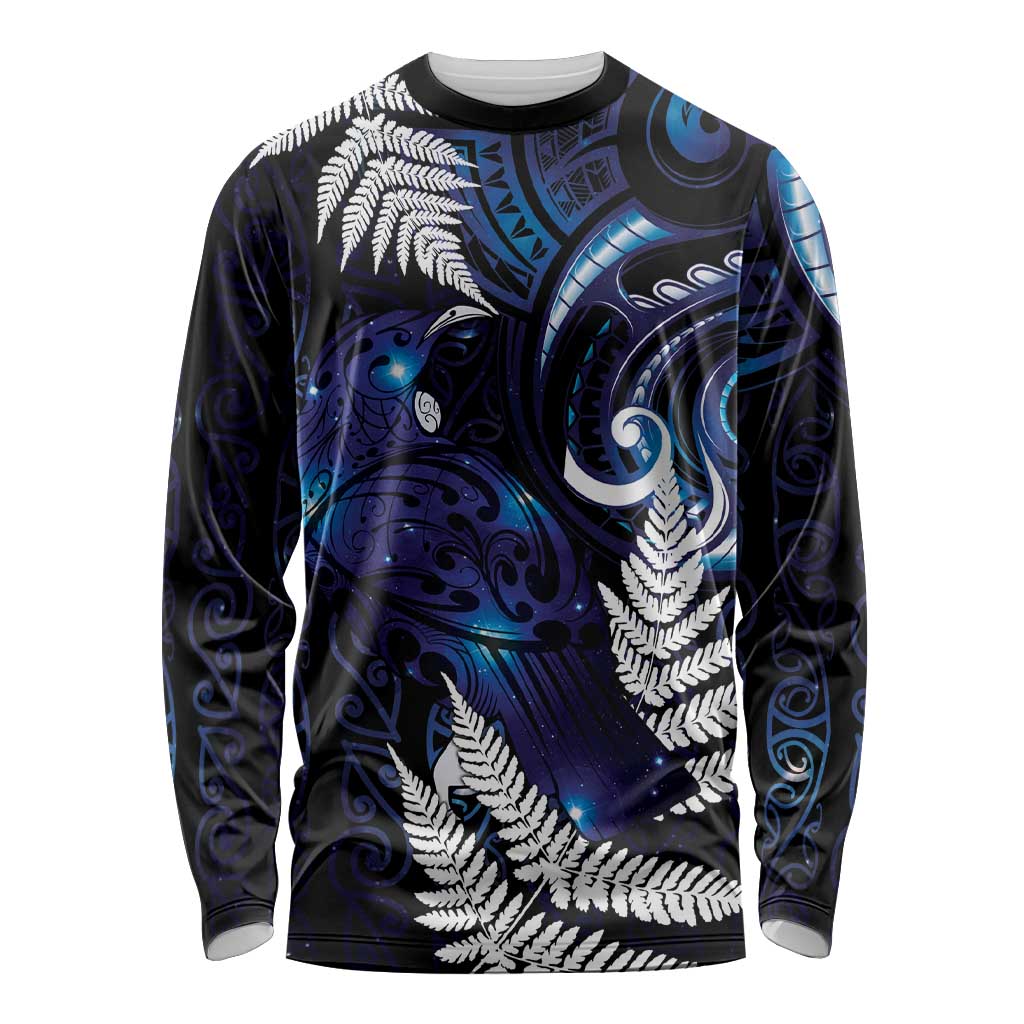 New Zealand Maori Matariki Long Sleeve Shirt Tui Bird Galaxy LT7 Unisex Galaxy - Polynesian Pride