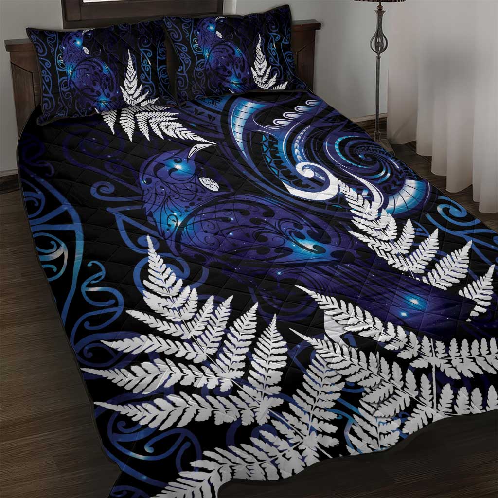 New Zealand Maori Matariki Quilt Bed Set Tui Bird Galaxy