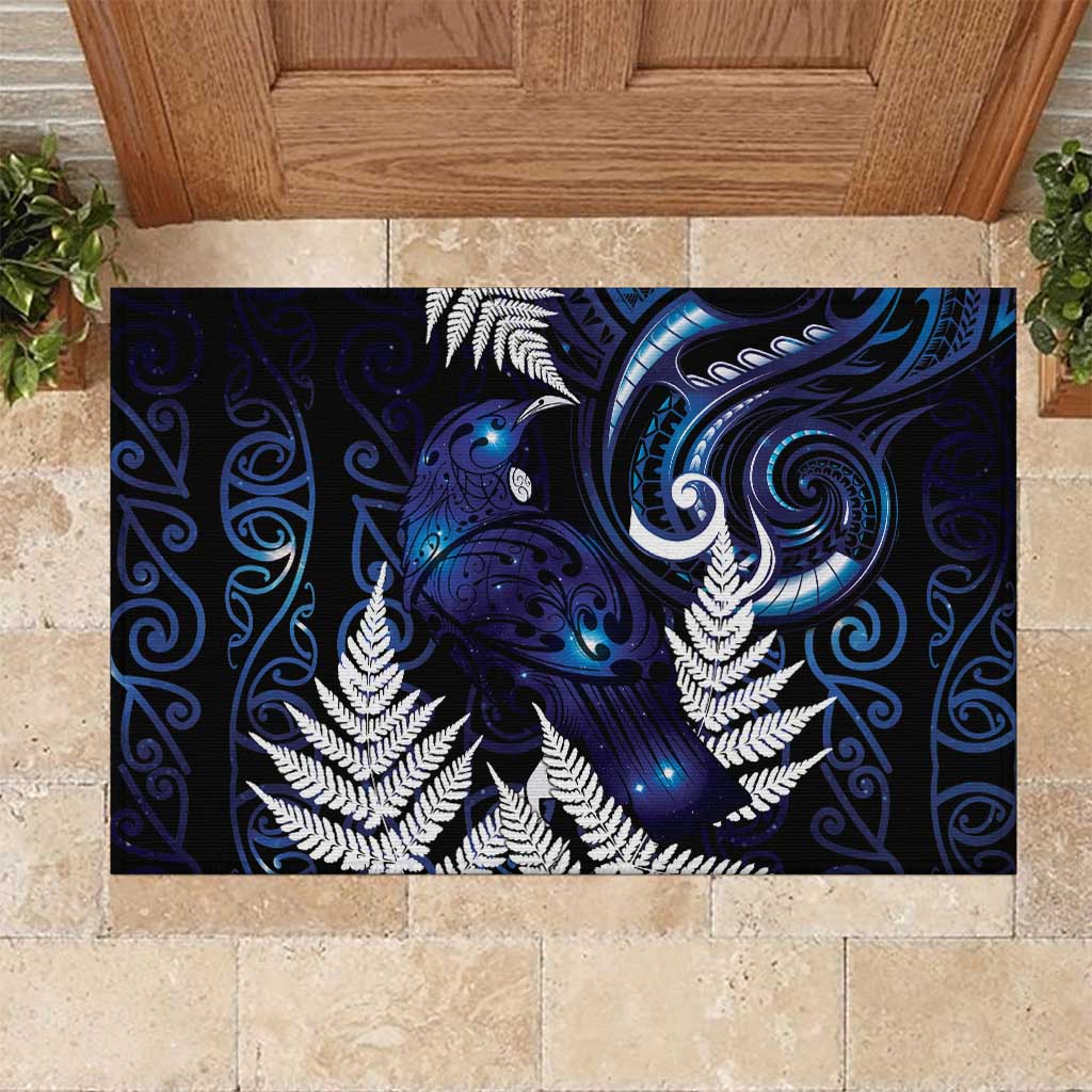New Zealand Maori Matariki Rubber Doormat Tui Bird Galaxy LT7 Galaxy - Polynesian Pride