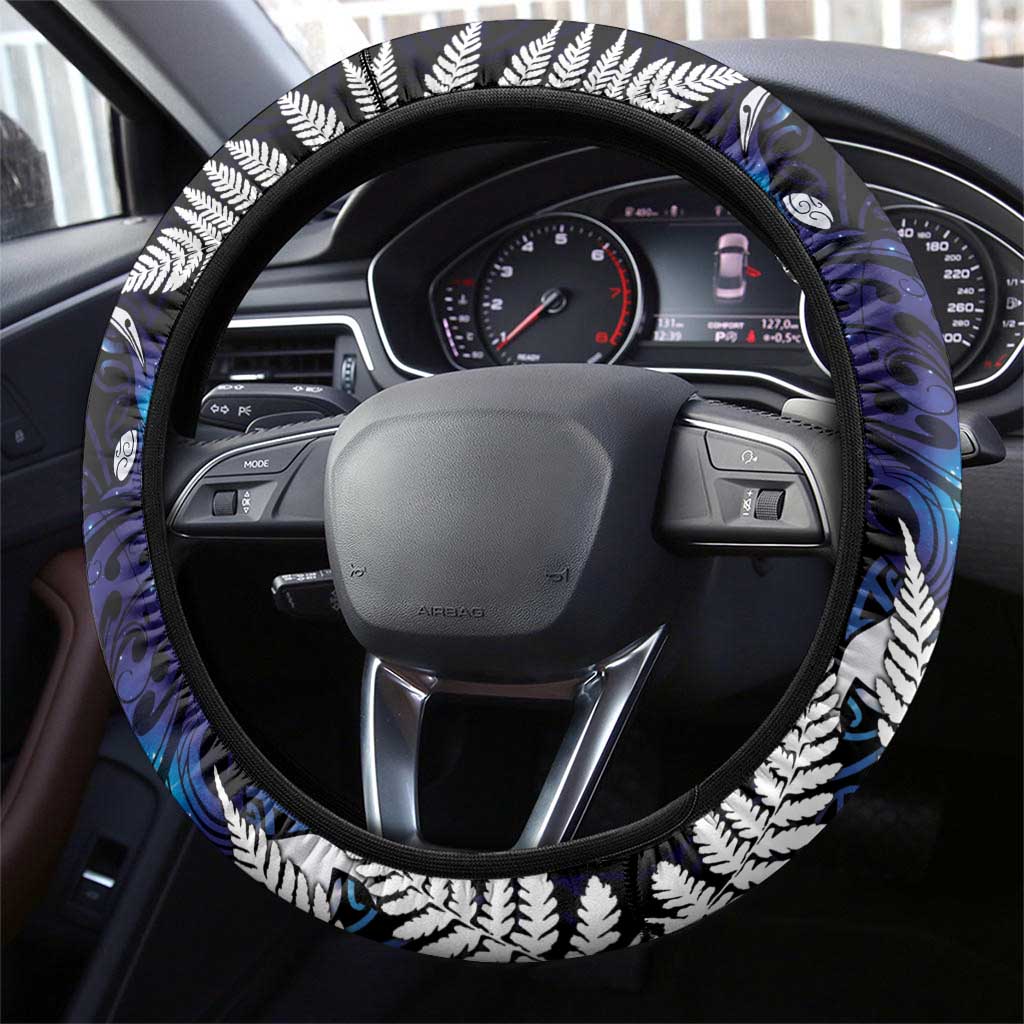 New Zealand Maori Matariki Steering Wheel Cover Tui Bird Galaxy LT7 - Polynesian Pride