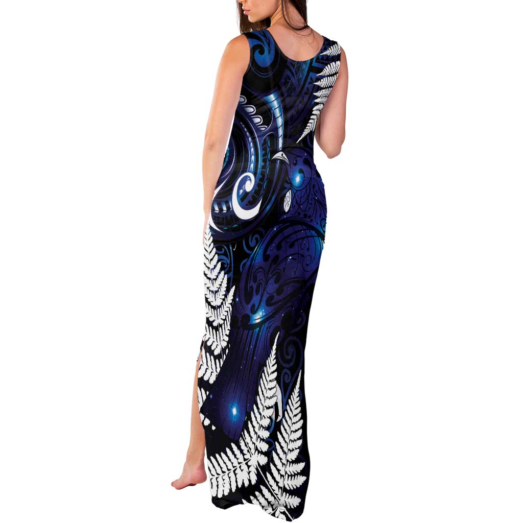 New Zealand Maori Matariki Tank Maxi Dress Tui Bird Galaxy LT7 - Polynesian Pride