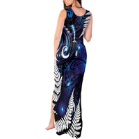 New Zealand Maori Matariki Tank Maxi Dress Tui Bird Galaxy LT7 - Polynesian Pride
