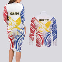 Philippines Tribal Sun Personalized Couples Matching Long Sleeve Bodycon Dress and Long Sleeve Button Shirt Hunting Eagle