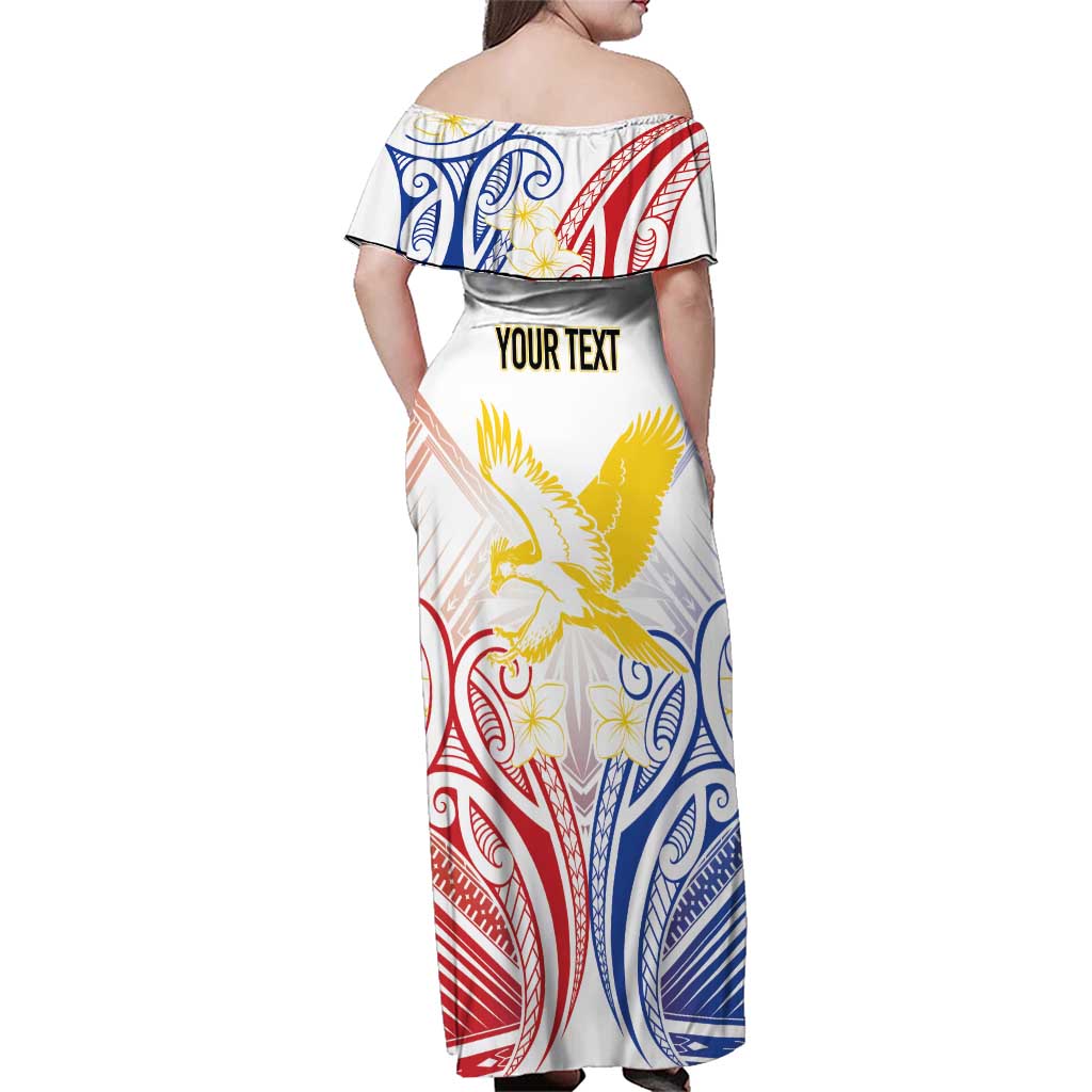 Philippines Tribal Sun Personalized Family Matching Off Shoulder Maxi Dress and Hawaiian Shirt Hunting Eagle