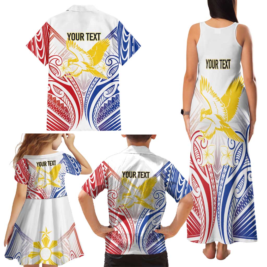 Philippines Tribal Sun Personalized Family Matching Tank Maxi Dress and Hawaiian Shirt Hunting Eagle