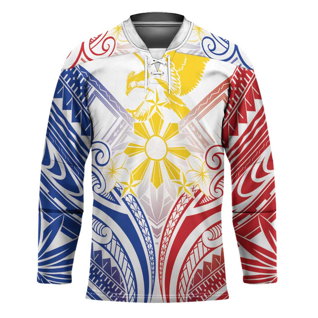 Philippines Tribal Sun Personalized Hockey Jersey Hunting Eagle