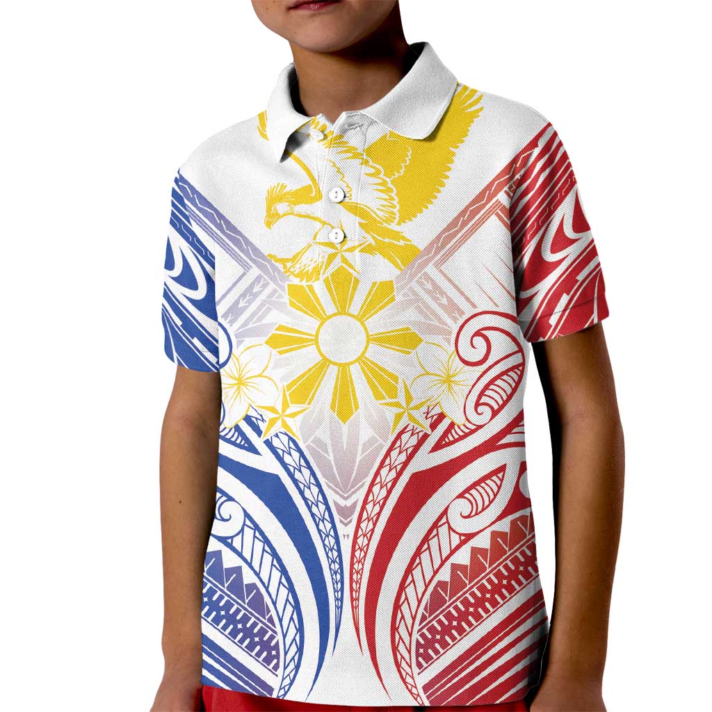 Philippines Tribal Sun Personalized Kid Polo Shirt Hunting Eagle