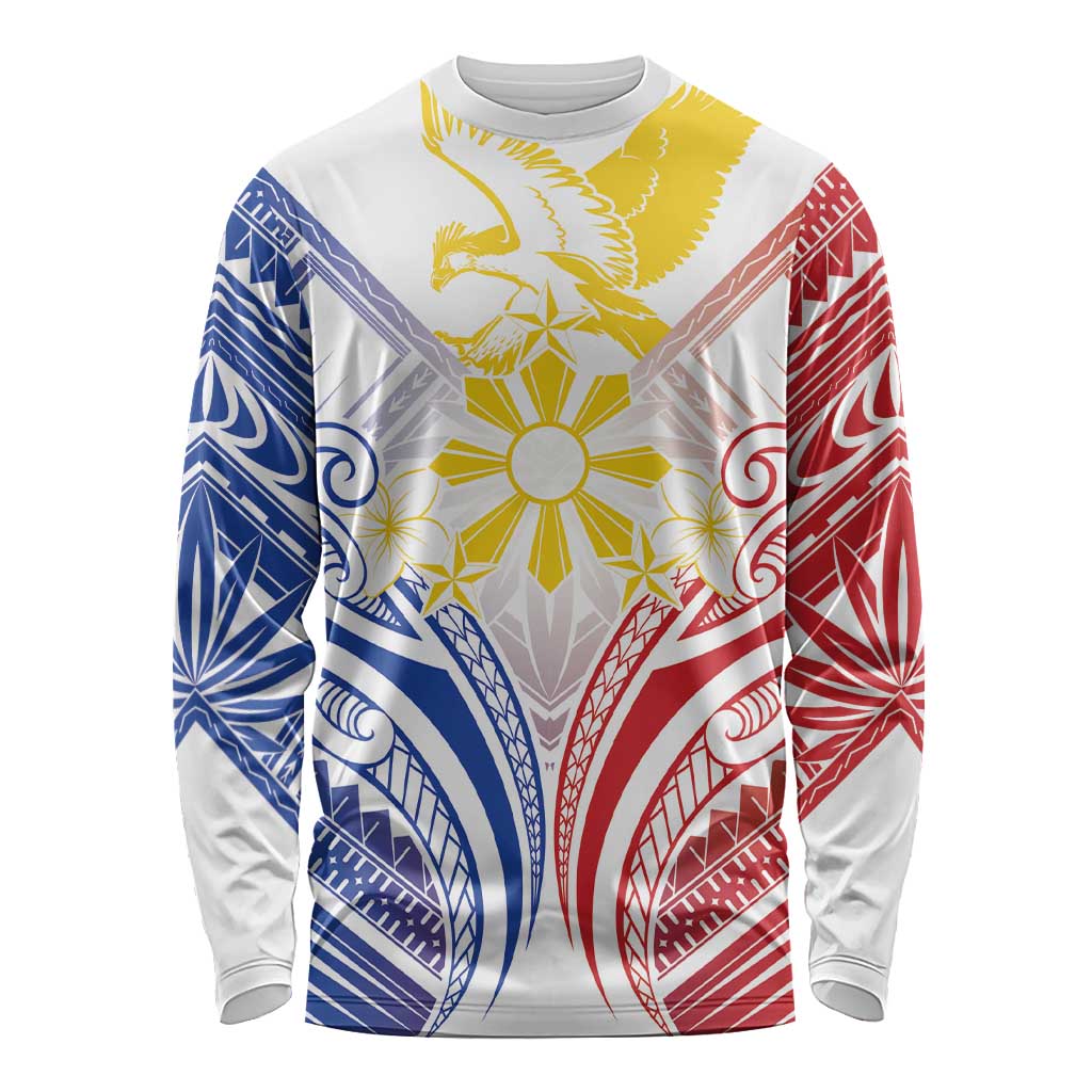 Philippines Tribal Sun Personalized Long Sleeve Shirt Hunting Eagle