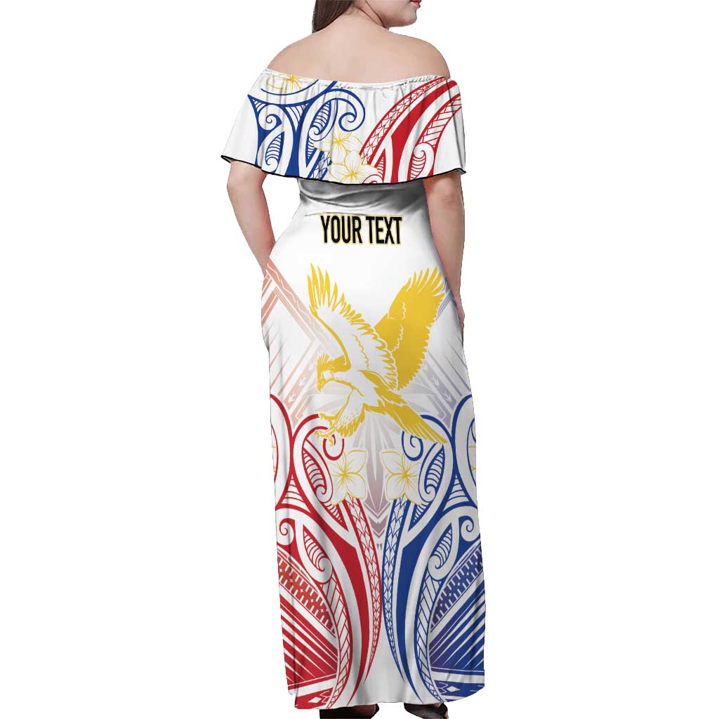 Philippines Tribal Sun Personalized Off Shoulder Maxi Dress Hunting Eagle LT7 - Polynesian Pride