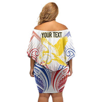 Philippines Tribal Sun Personalized Off Shoulder Short Dress Hunting Eagle
