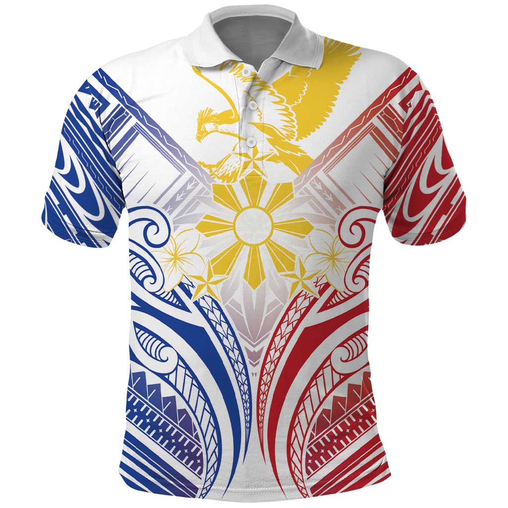 Philippines Tribal Sun Personalized Polo Shirt Hunting Eagle