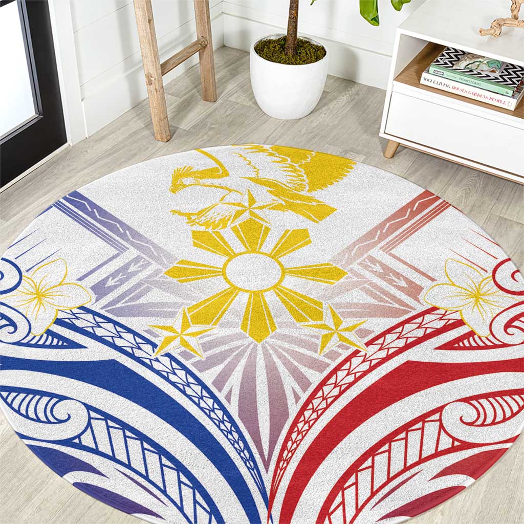 Philippines Tribal Sun Round Carpet Hunting Eagle LT7 White - Polynesian Pride