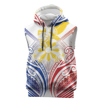 Philippines Tribal Sun Personalized Sleeveless Hoodie Hunting Eagle