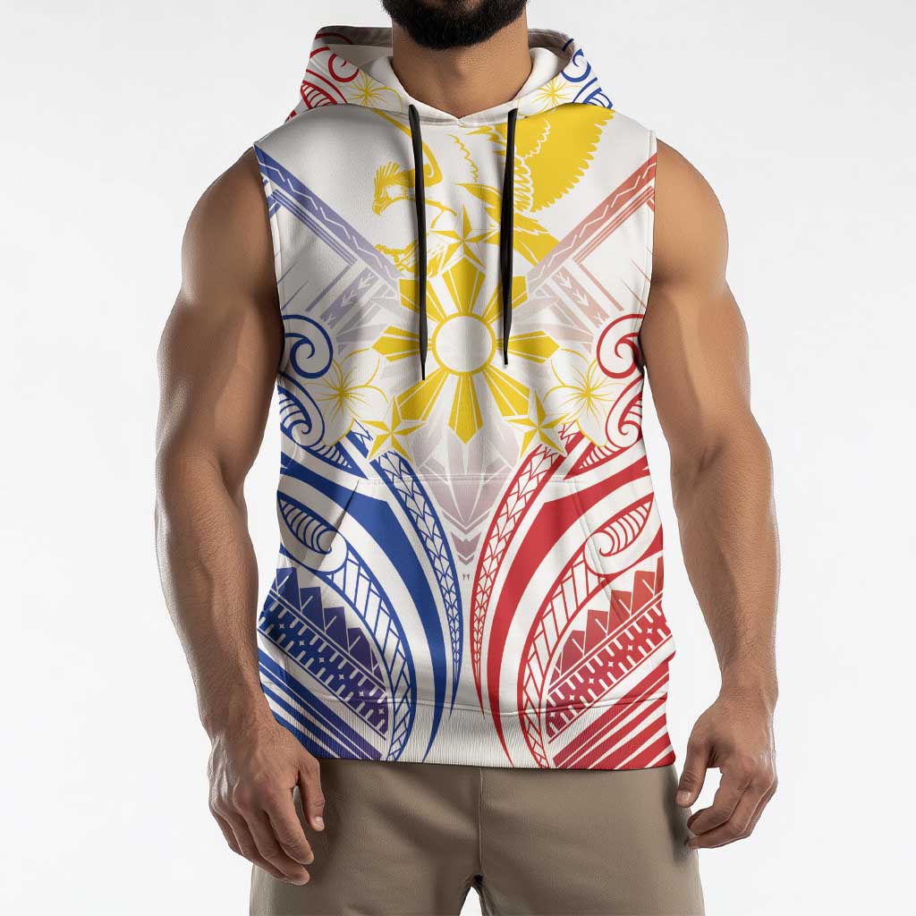 Philippines Tribal Sun Personalized Sleeveless Hoodie Hunting Eagle
