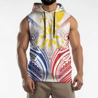 Philippines Tribal Sun Personalized Sleeveless Hoodie Hunting Eagle
