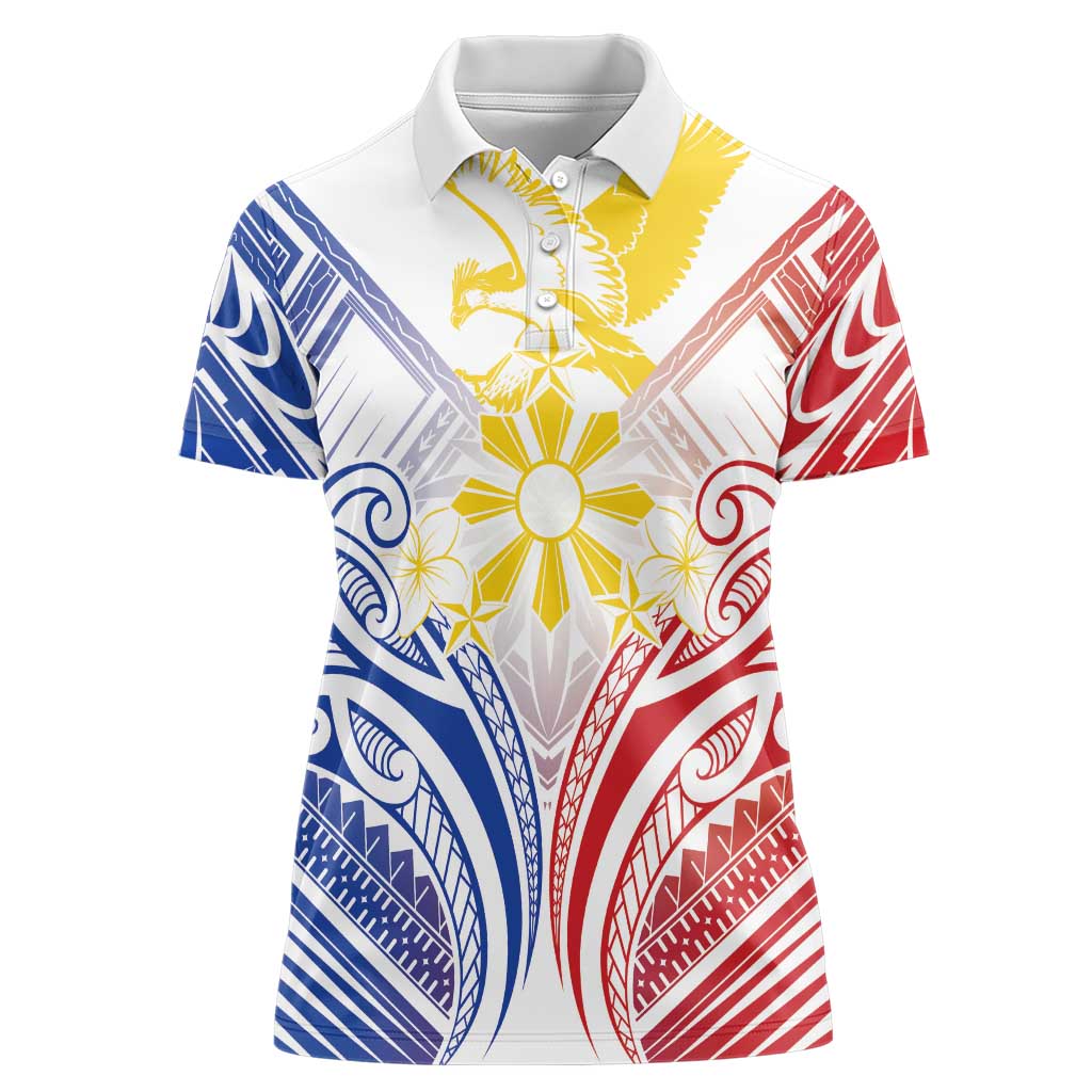 Philippines Tribal Sun Personalized Women Polo Shirt Hunting Eagle