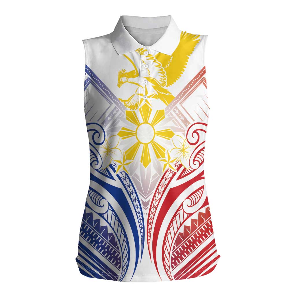 Philippines Tribal Sun Personalized Women Sleeveless Polo Shirt Hunting Eagle