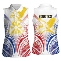 Philippines Tribal Sun Personalized Women Sleeveless Polo Shirt Hunting Eagle LT7 - Polynesian Pride