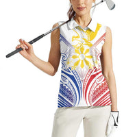 Philippines Tribal Sun Personalized Women Sleeveless Polo Shirt Hunting Eagle LT7 - Polynesian Pride
