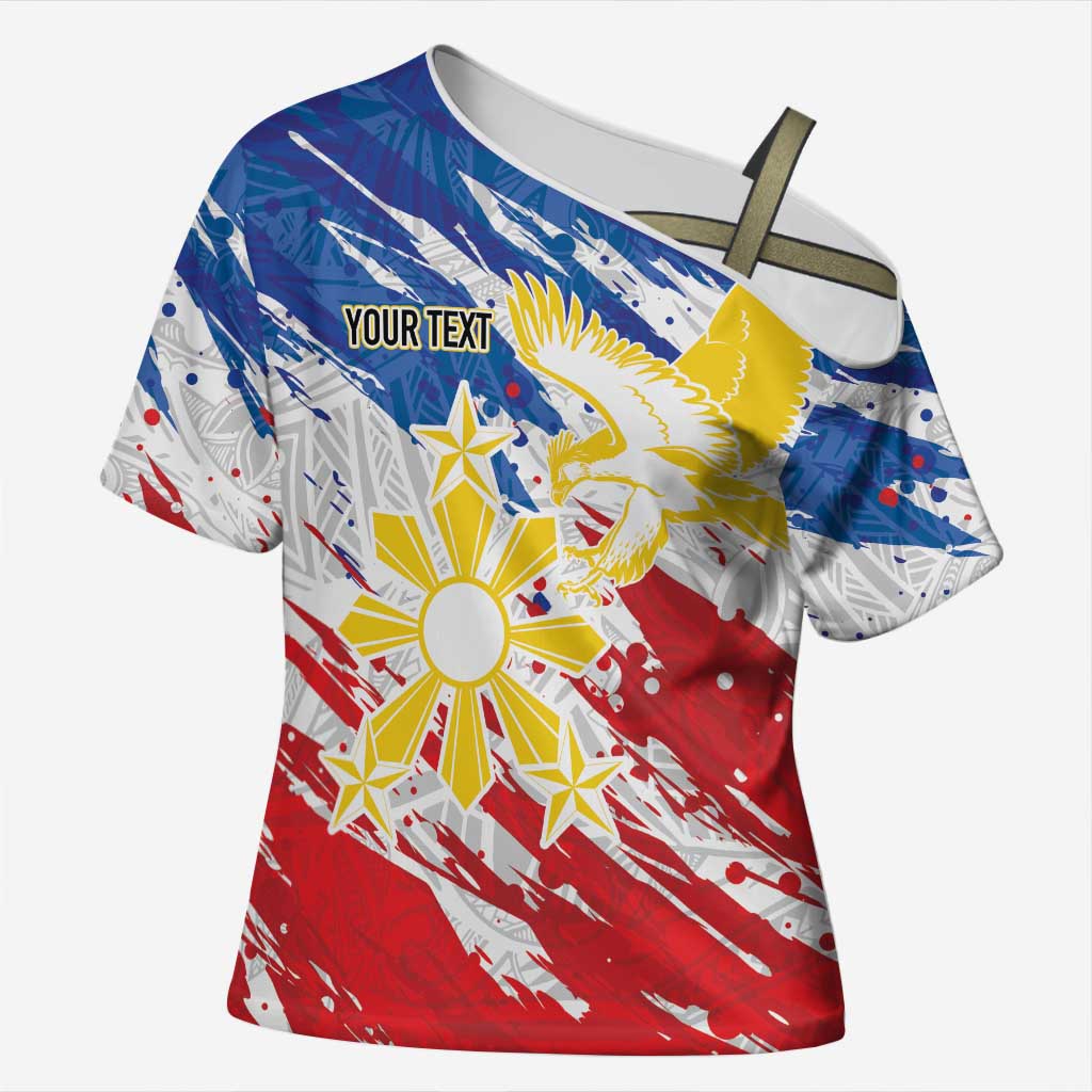 Personalized Filipino Sun and Stars Cross Shoulder Shirt Grunge Vibes