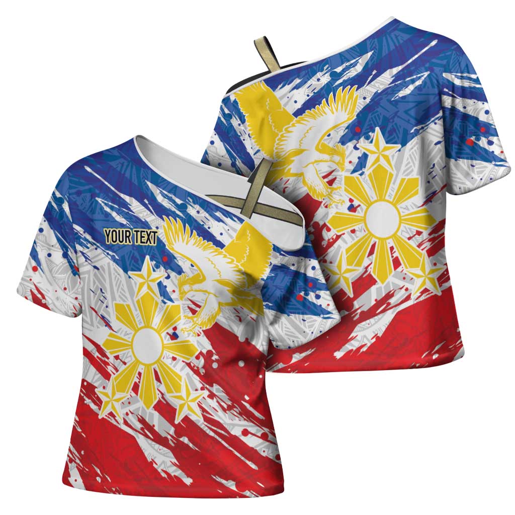 Personalized Filipino Sun and Stars Cross Shoulder Shirt Grunge Vibes