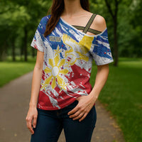 Personalized Filipino Sun and Stars Cross Shoulder Shirt Grunge Vibes