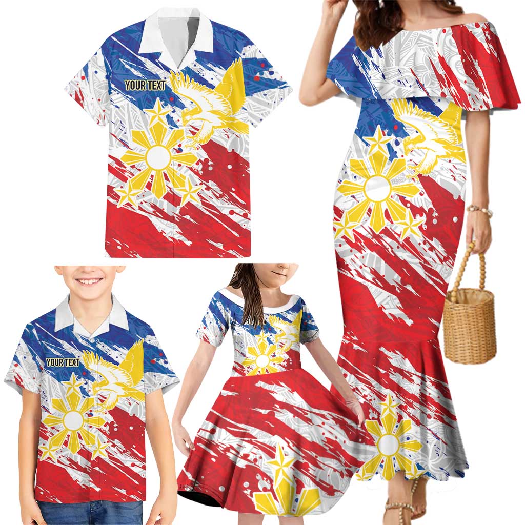 Personalized Filipino Sun and Stars Family Matching Mermaid Dress and Hawaiian Shirt Grunge Vibes