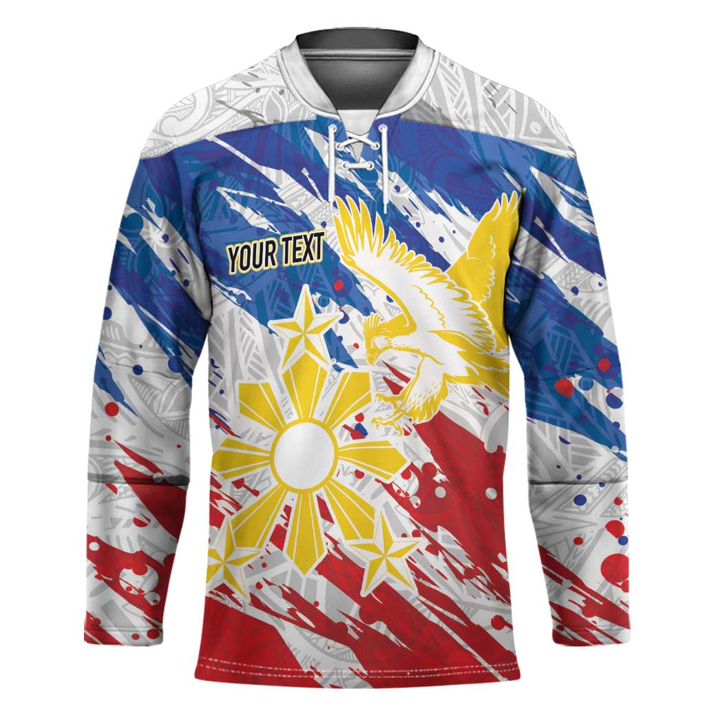 Personalized Filipino Sun and Stars Hockey Jersey Grunge Vibes