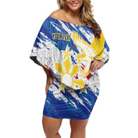Personalized Filipino Sun and Stars Off Shoulder Short Dress Grunge Vibes
