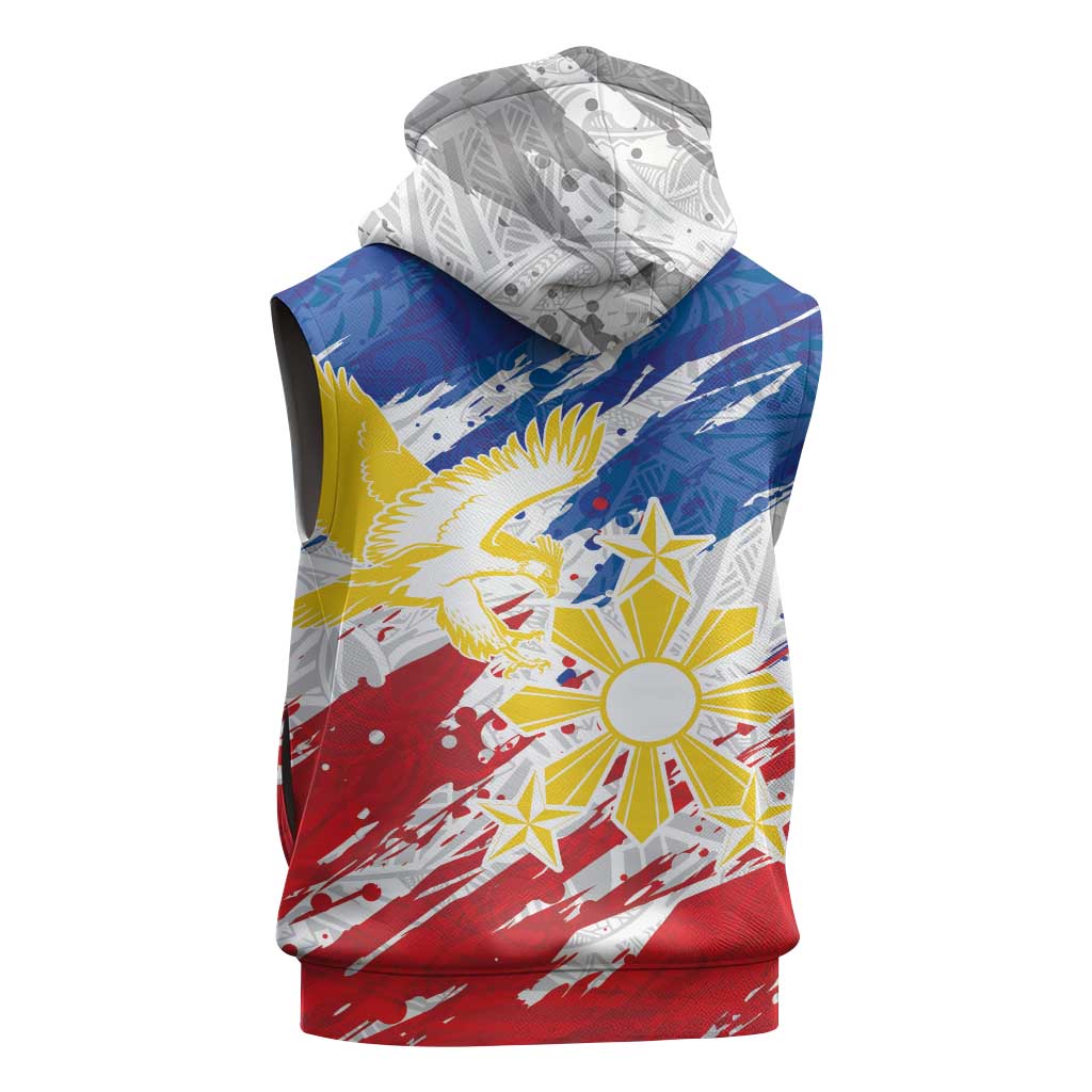 Personalized Filipino Sun and Stars Sleeveless Zip Hoodie Grunge Vibes LT7 - Polynesian Pride