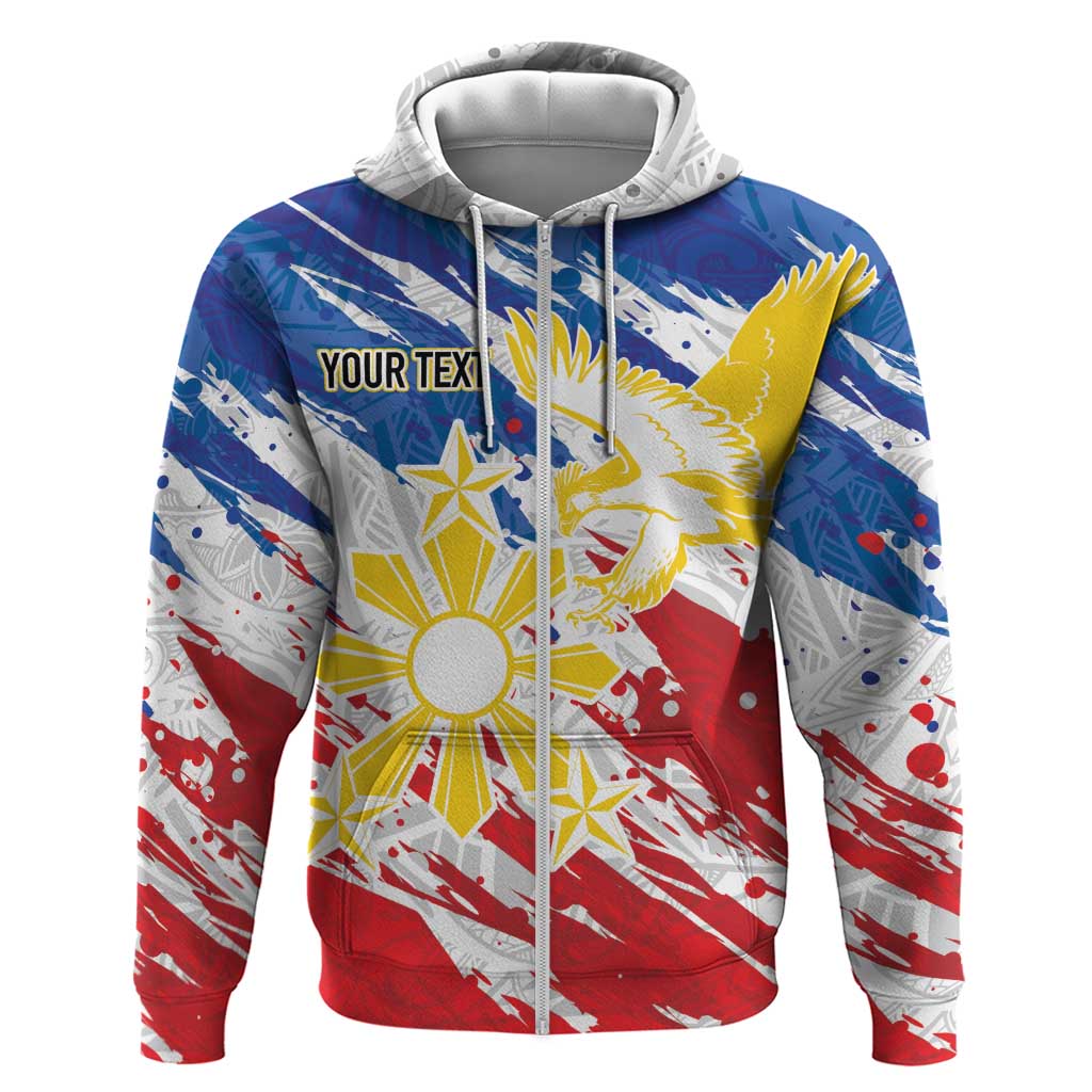Personalized Filipino Sun and Stars Zip Hoodie Grunge Vibes LT7 Zip Hoodie White - Polynesian Pride