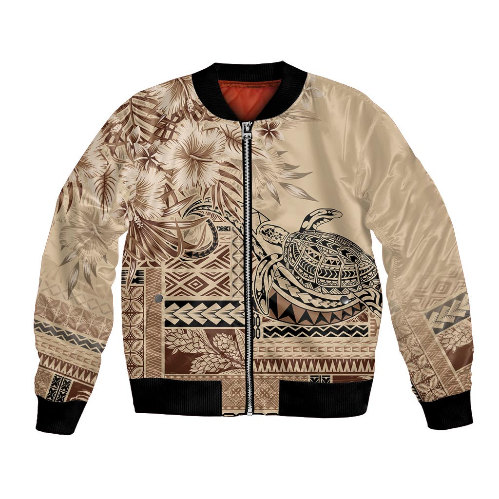 Vaiaso o le Gagana Samoa Bomber Jacket Siapo Motif Beige LT7 Unisex Beige - Polynesian Pride