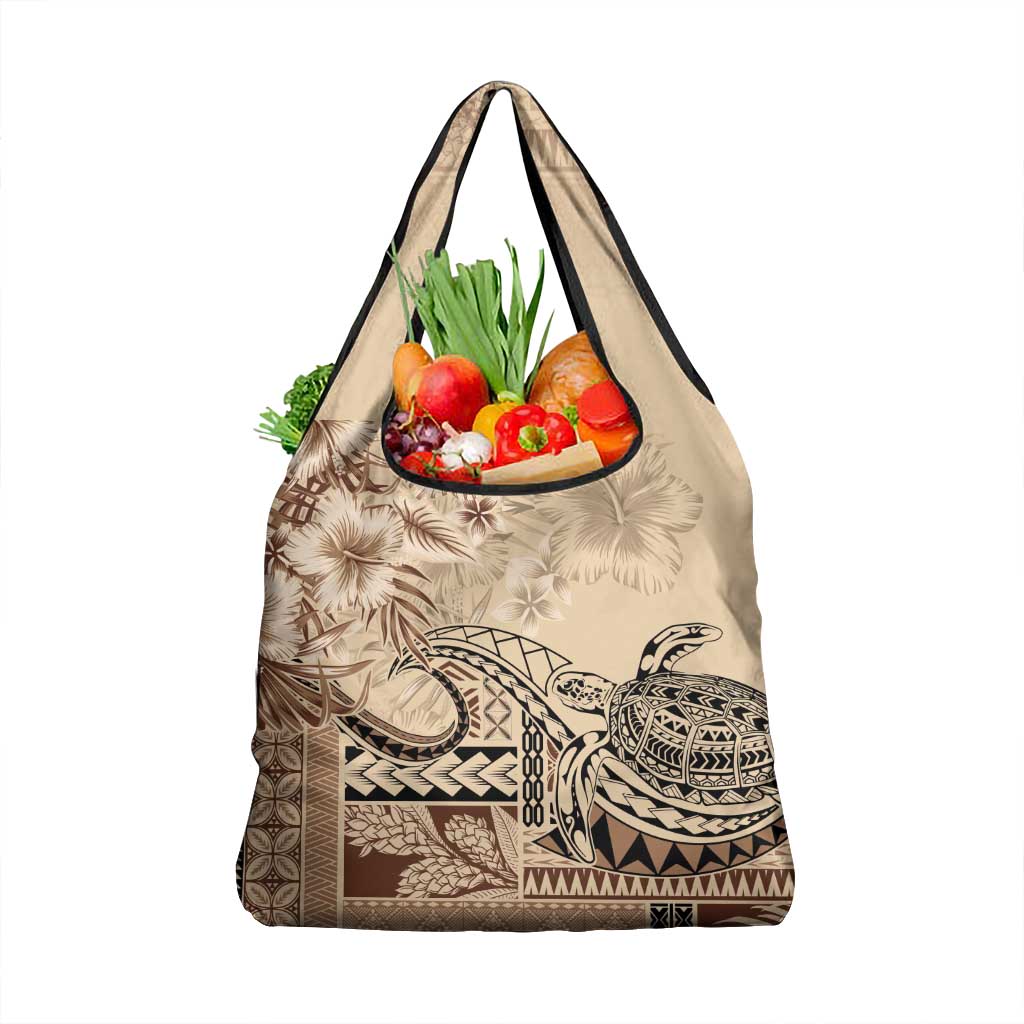 Vaiaso o le Gagana Samoa Grocery Bag Siapo Motif Beige