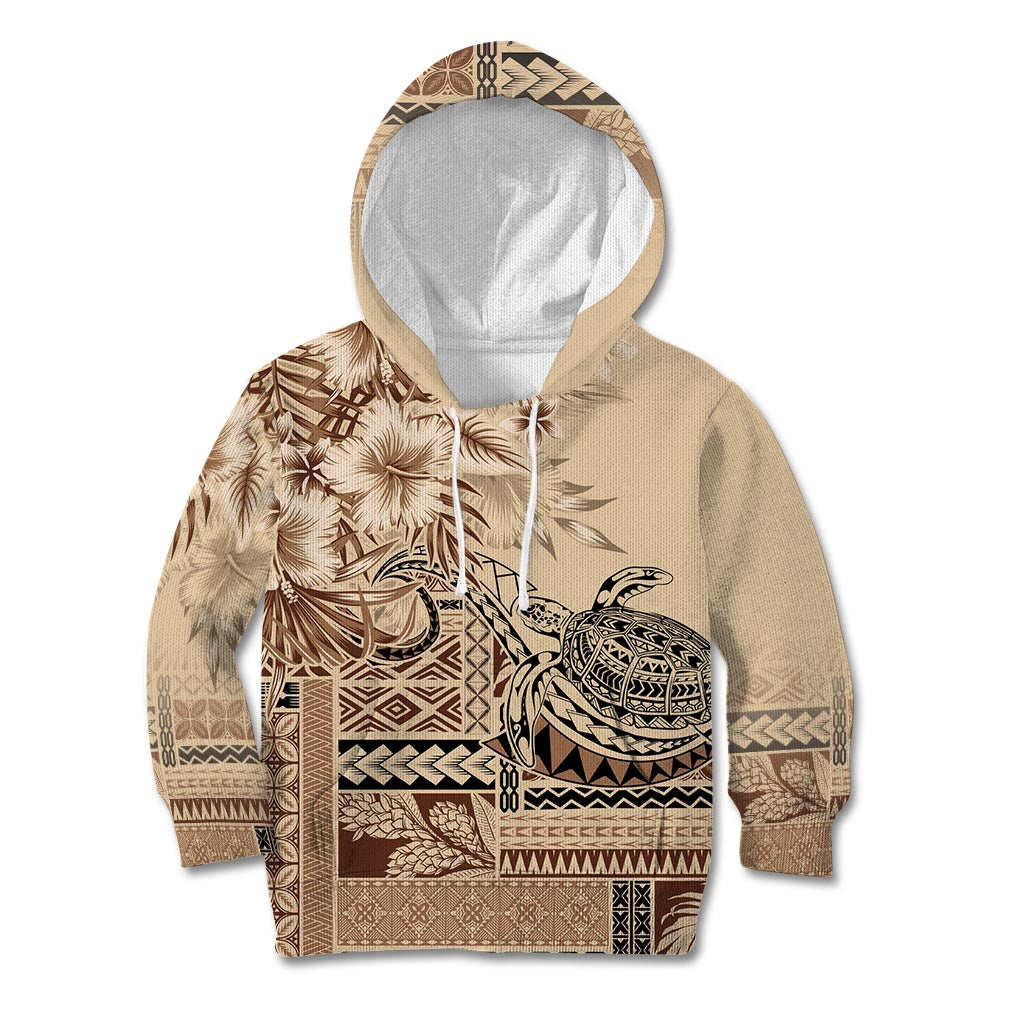 Vaiaso o le Gagana Samoa Kid Hoodie Siapo Motif Beige LT7 Hoodie Beige - Polynesian Pride