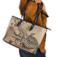 Vaiaso o le Gagana Samoa Leather Tote Bag Siapo Motif Beige LT7 - Polynesian Pride