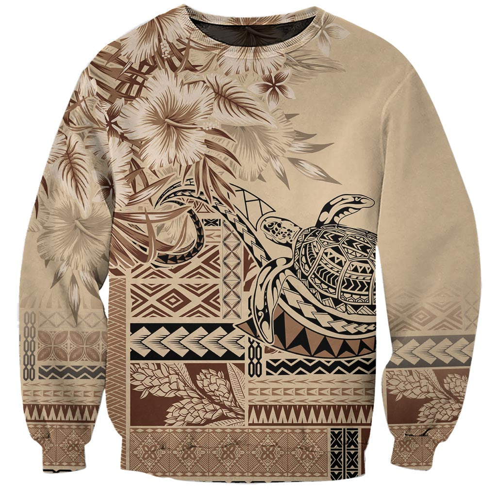 Vaiaso o le Gagana Samoa Sweatshirt Siapo Motif Beige LT7 Unisex Beige - Polynesian Pride