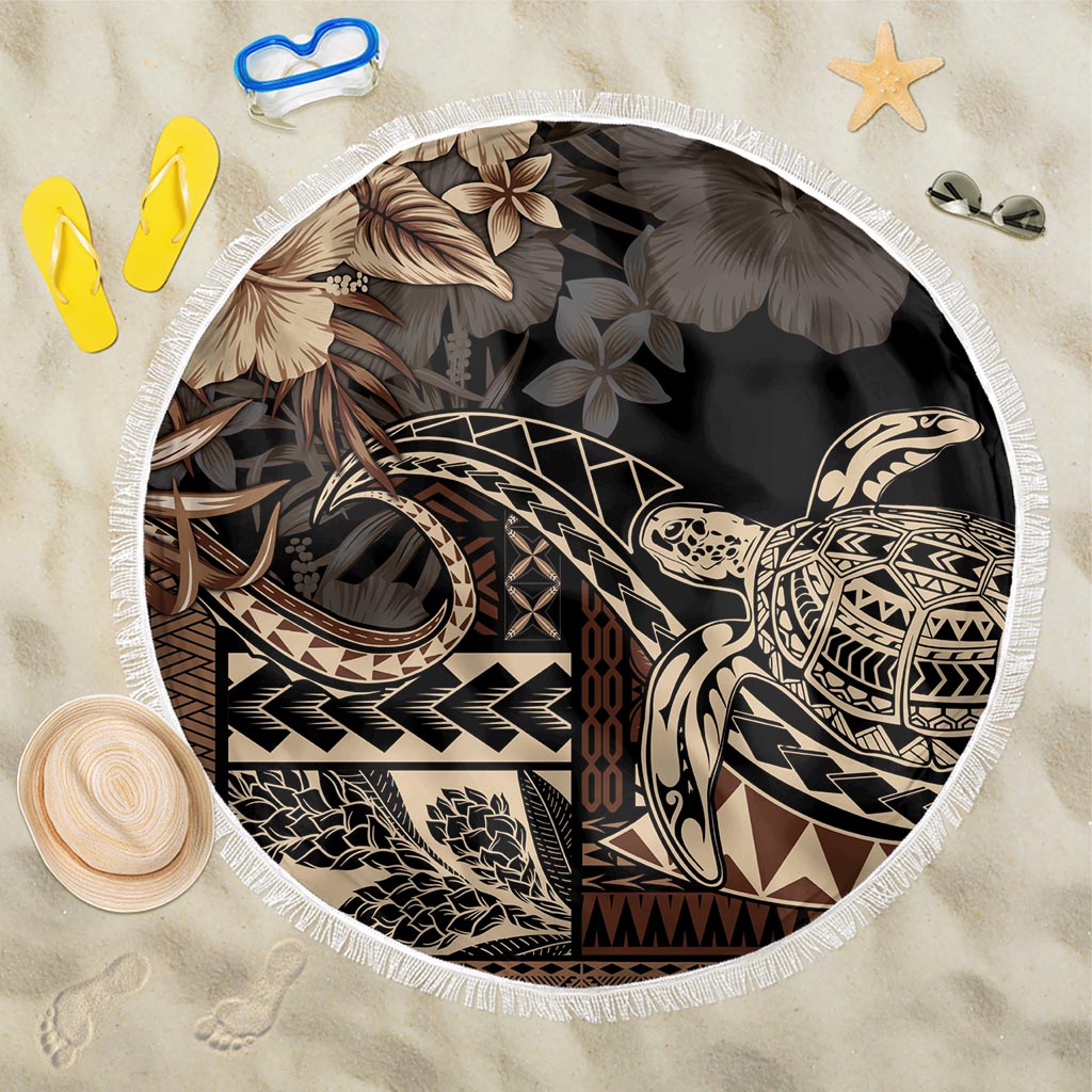 Vaiaso o le Gagana Samoa Beach Blanket Siapo Motif Black LT7 One Size 150cm Black - Polynesian Pride