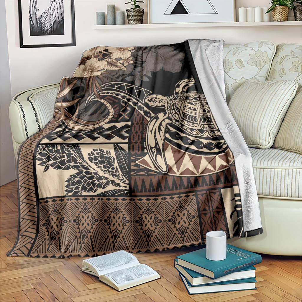 Vaiaso o le Gagana Samoa Blanket Siapo Motif Black LT7 Black - Polynesian Pride