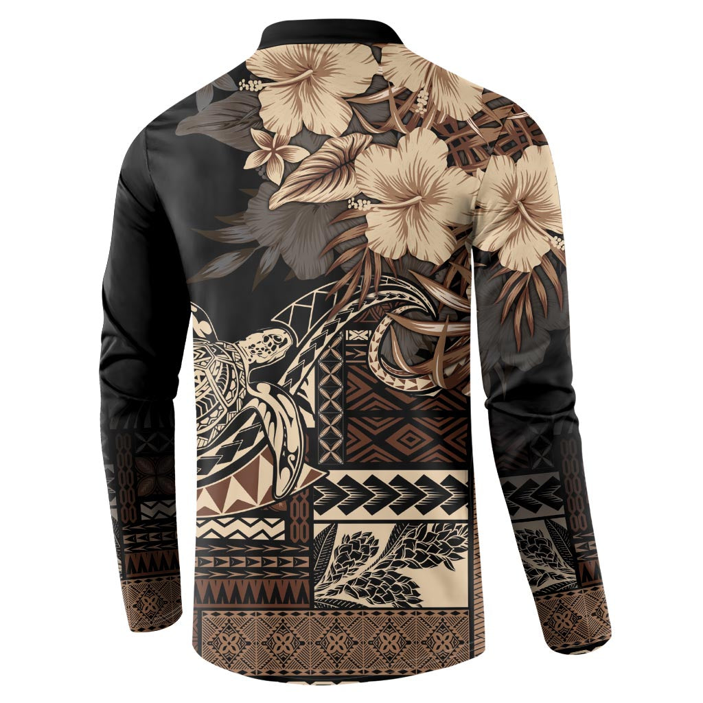 Vaiaso o le Gagana Samoa Button Sweatshirt Siapo Motif Black