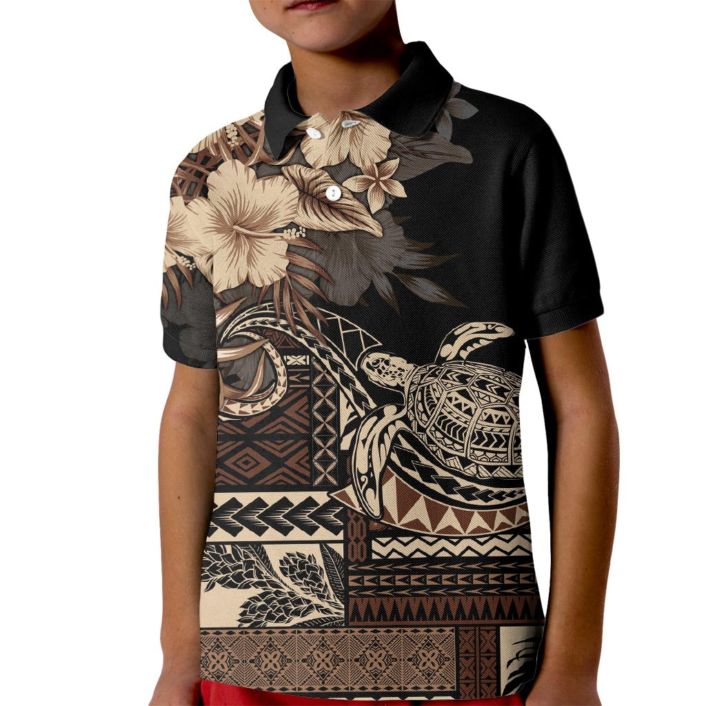 Vaiaso o le Gagana Samoa Kid Polo Shirt Siapo Motif Black LT7 Kid Black - Polynesian Pride