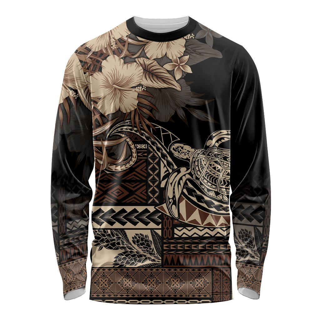Vaiaso o le Gagana Samoa Long Sleeve Shirt Siapo Motif Black LT7 Unisex Black - Polynesian Pride