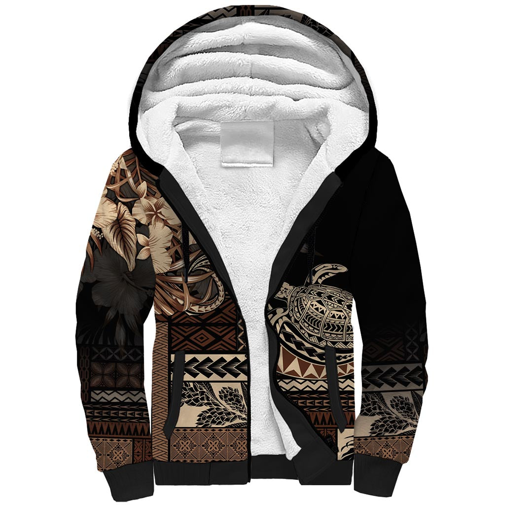 Vaiaso o le Gagana Samoa Sherpa Hoodie Siapo Motif Black LT7 Unisex Black - Polynesian Pride