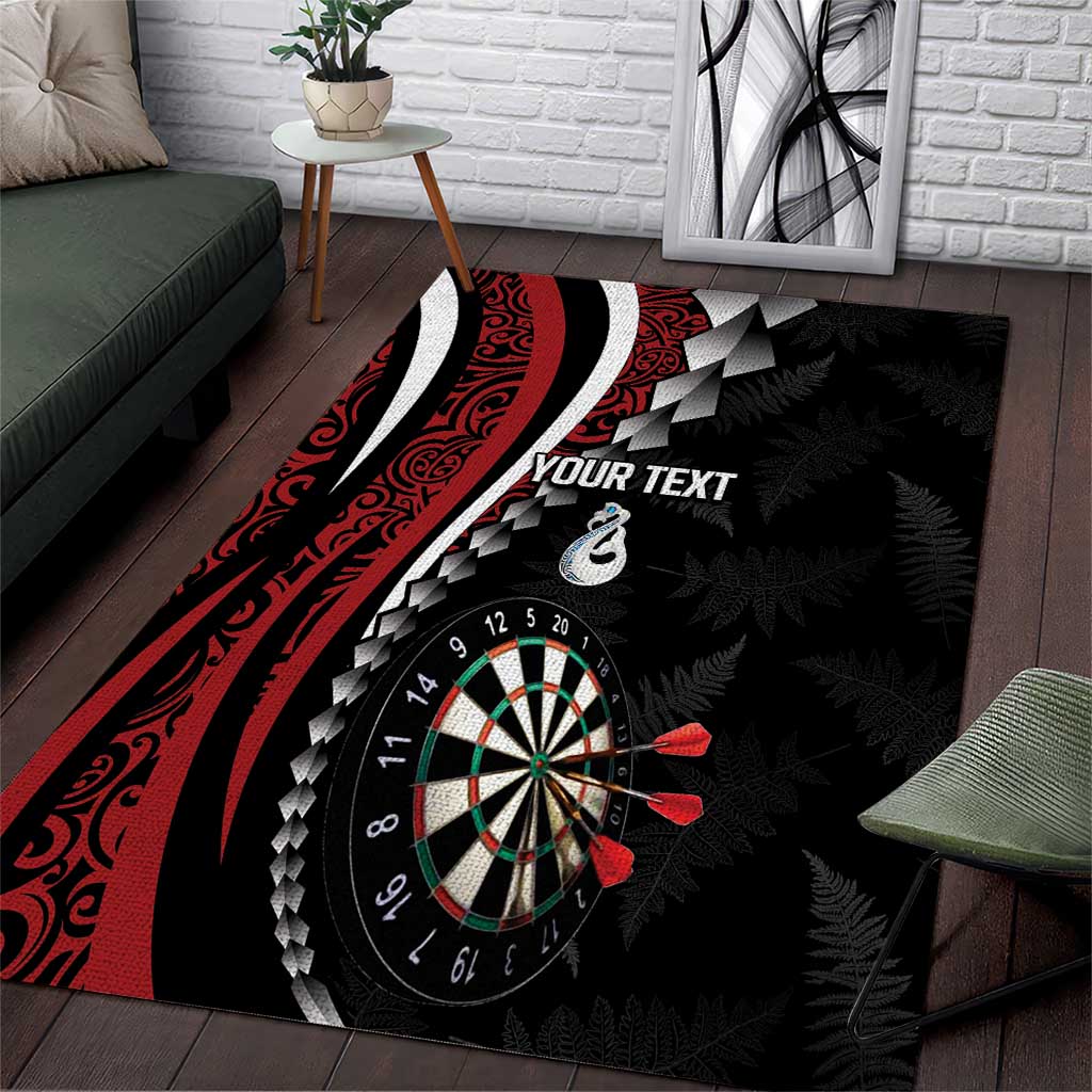 Personalized New Zealand Darts Area Rug Kowhaiwhai Whero Koiri - Manaia