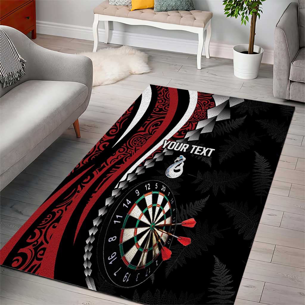 Personalized New Zealand Darts Area Rug Kowhaiwhai Whero Koiri - Manaia