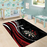Personalized New Zealand Darts Area Rug Kowhaiwhai Whero Koiri - Manaia