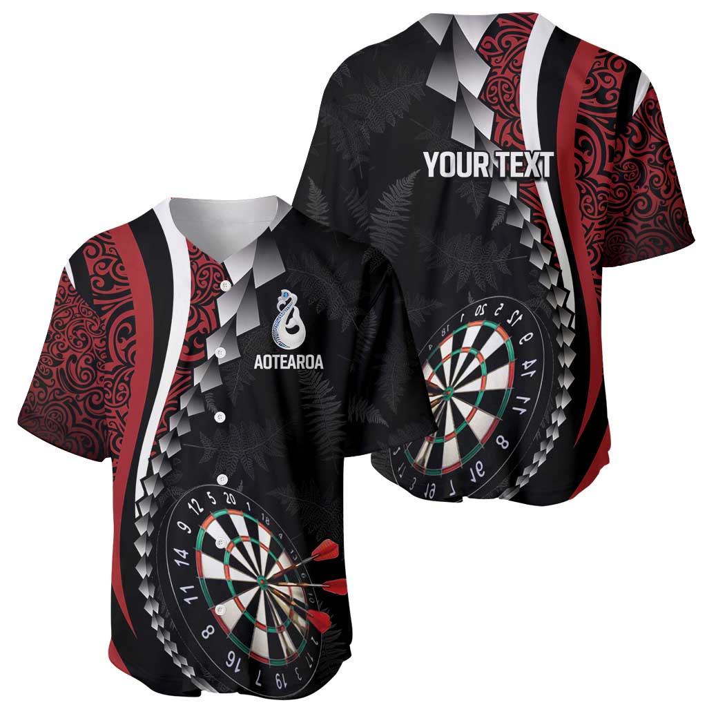 Personalized New Zealand Darts Baseball Jersey Kowhaiwhai Whero Koiri - Manaia