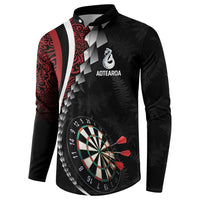 Personalized New Zealand Darts Button Sweatshirt Kowhaiwhai Whero Koiri - Manaia